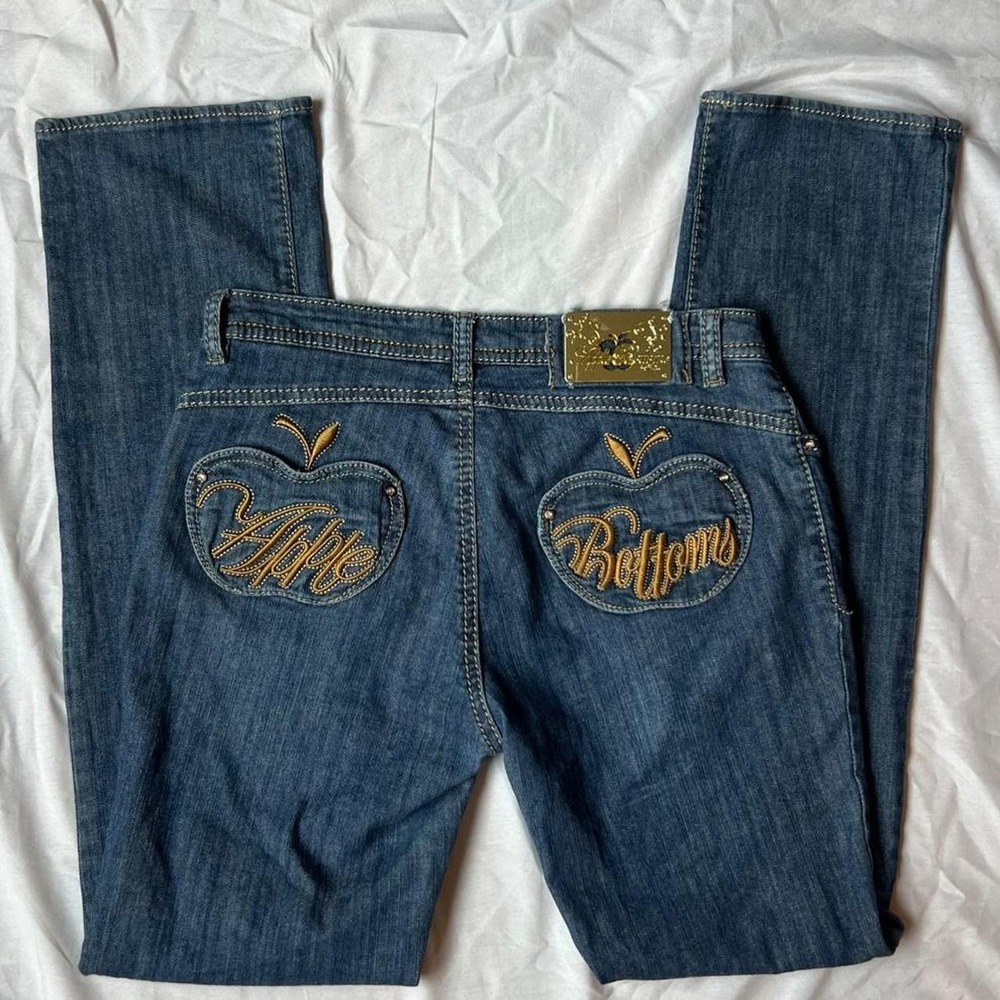 Apple Bottom Low Rise Gold Embroidered Pocket Jeans - Picture 6 of 8